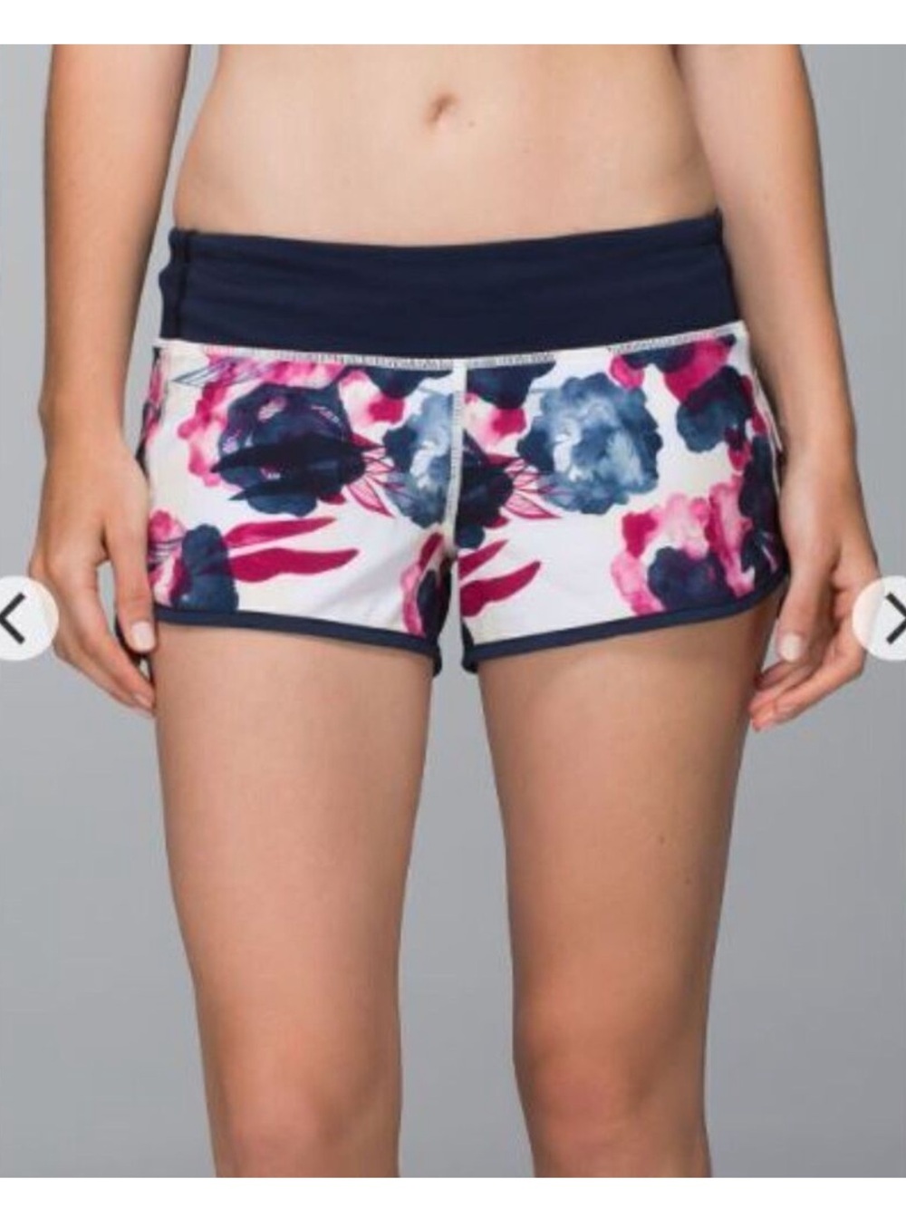 lululemon athletica speed short 4way - inky floral ghost bumble berry color